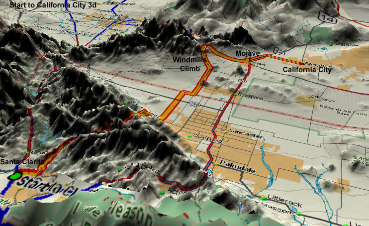 3D Map of Start to California City